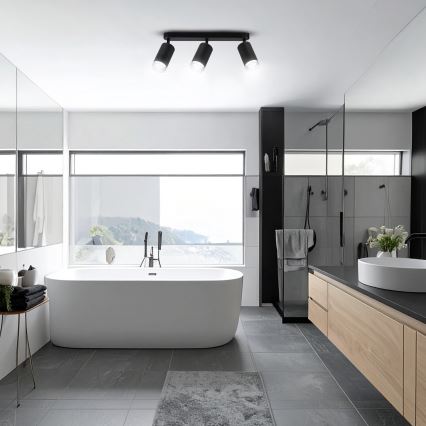 Brilagi - Точковий світильник для ванної кімнати SELE 3xGU10/30W/230V IP44 чорний