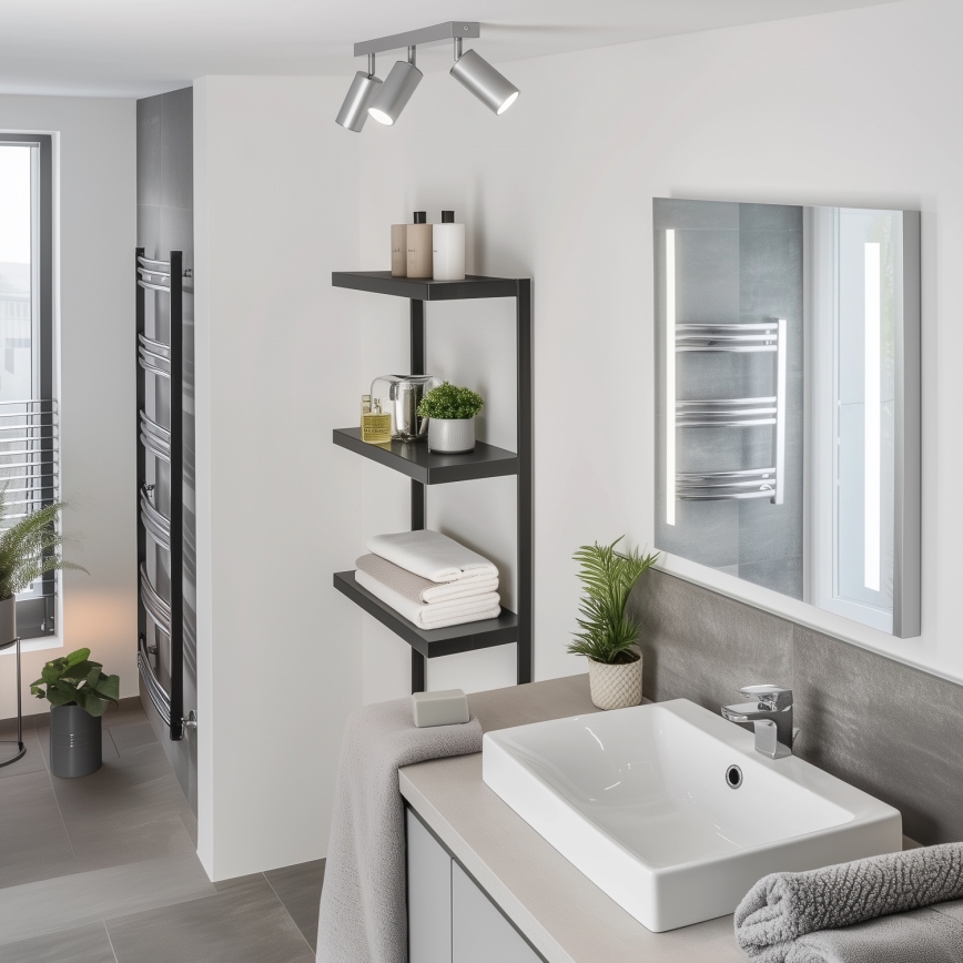 Brilagi - Точковий світильник для ванної кімнати SELE 3xGU10/30W/230V IP44 срібний