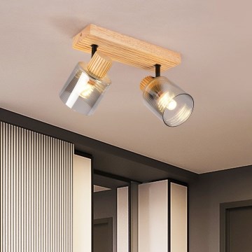 Brilagi - Точковий світильник HYGGE 2xE14/15W/230V дерев'яний/димчастий