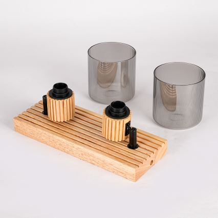 Brilagi - Точковий світильник HYGGE 2xE14/15W/230V дерев'яний/димчастий