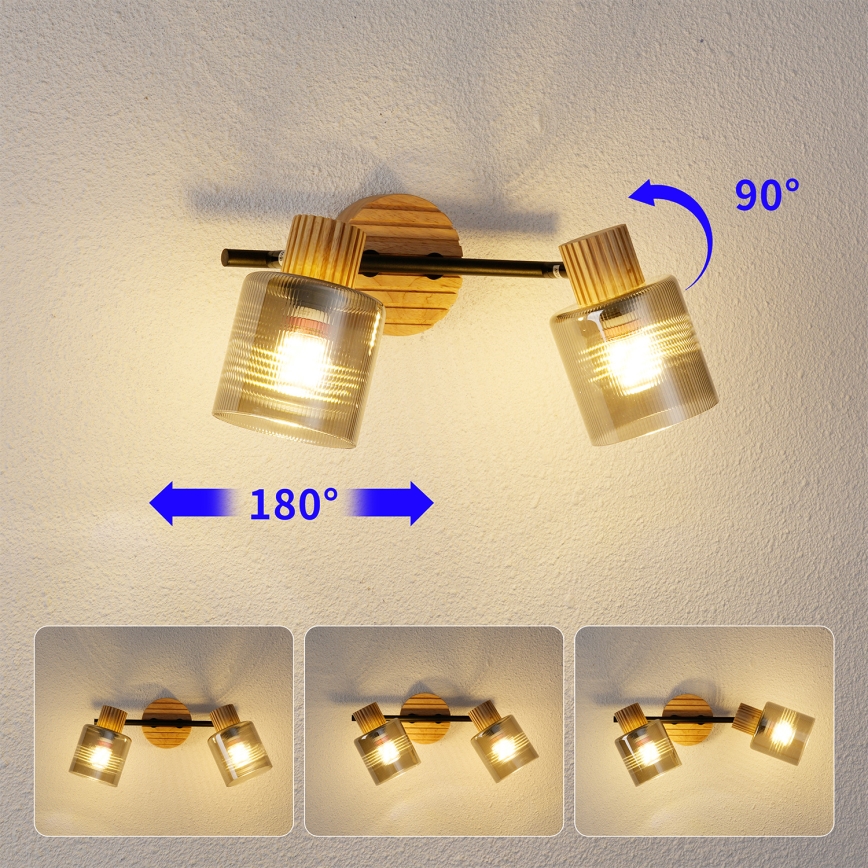 Brilagi - Точковий світильник HYGGE 2xE14/15W/230V дерево/димчастий