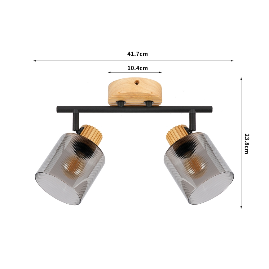 Brilagi - Точковий світильник HYGGE 2xE14/15W/230V дерево/димчастий