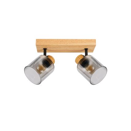 Brilagi - Точковий світильник HYGGE 2xE14/15W/230V каучукове дерево/димчастий