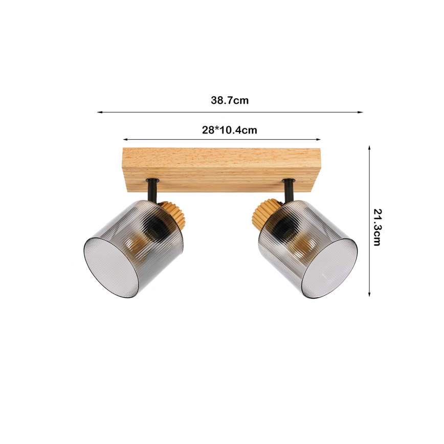 Brilagi - Точковий світильник HYGGE 2xE14/15W/230V каучукове дерево/димчастий