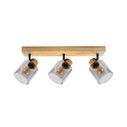 Brilagi - Точковий світильник HYGGE 3xE14/15W/230V деревина гевеї/димчастий