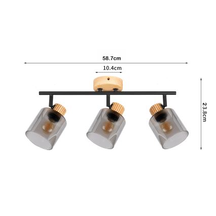 Brilagi - Точковий світильник HYGGE 3xE14/15W/230V дерев'яний/димчастий
