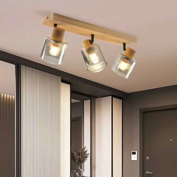 Brilagi - Точковий світильник HYGGE 3xE14/15W/230V дерево/димчастий