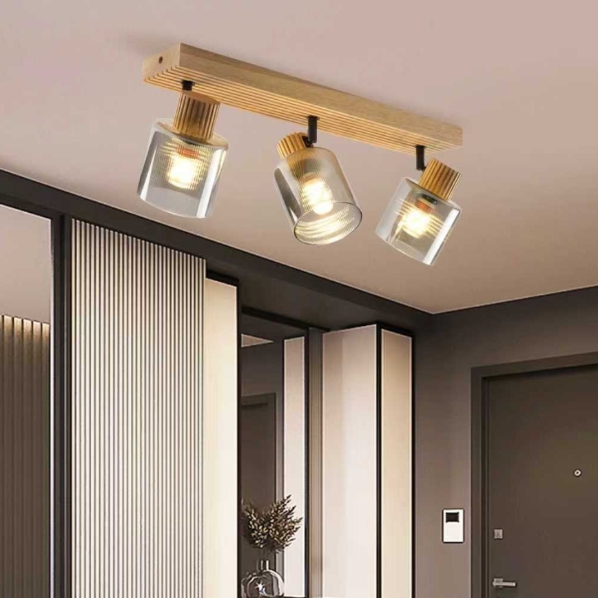 Brilagi - Точковий світильник HYGGE 3xE14/15W/230V дерево/димчастий