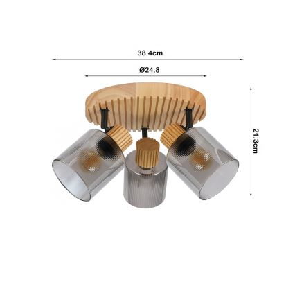 Brilagi - Точковий світильник HYGGE 3xE14/15W/230V каучукова деревина/димчаста
