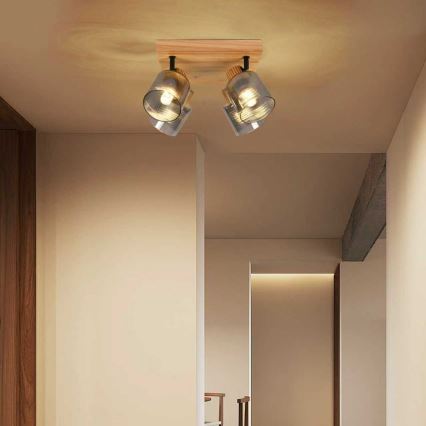 Brilagi - Точковий світильник HYGGE 4xE14/15W/230V дерев'яний/димчастий