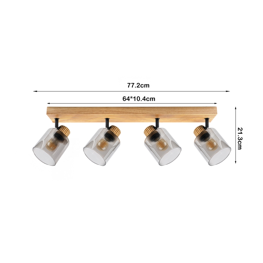 Brilagi - Точковий світильник HYGGE 4xE14/15W/230V гевея/димчастий