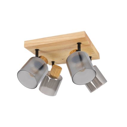 Brilagi - Точковий світильник HYGGE 4xE14/15W/230V каучукове дерево/димчасте