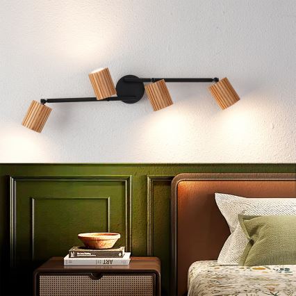 Брілагі - Точковий світильник МОДЕРН ВУД 4xGU10/8W/230V дерево/чорний