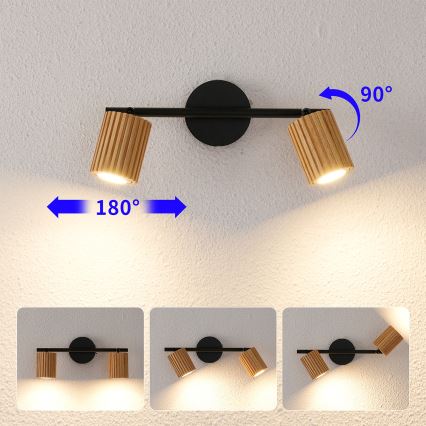 Brilagi - Точковий світильник MODERN WOOD 2xGU10/8W/230V гевея/чорний