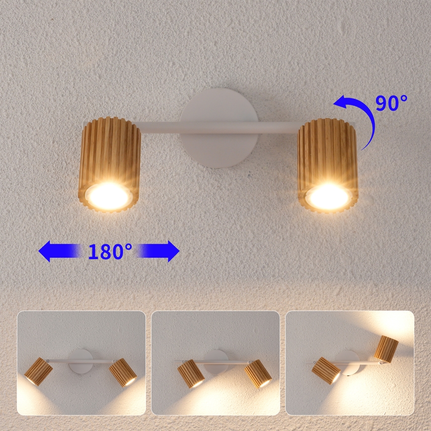 Brilagi - Точковий світильник MODERN WOOD 2xGU10/8W/230V каучукове дерево/білий