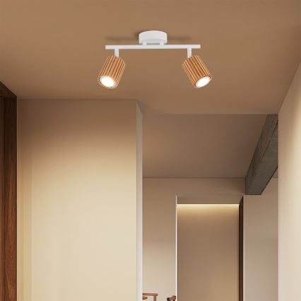 Brilagi - Точковий світильник MODERN WOOD 2xGU10/8W/230V каучукове дерево/білий