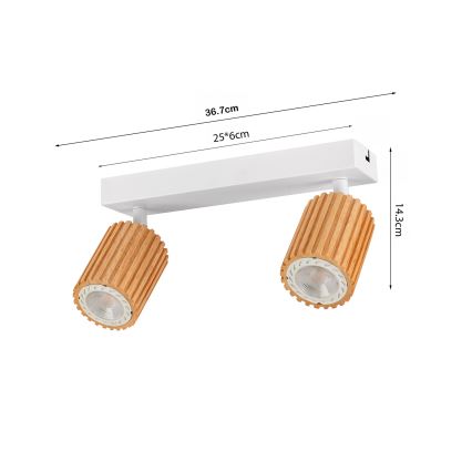 Brilagi - Точковий світильник MODERN WOOD 2xGU10/8W/230V каучукове дерево/білий