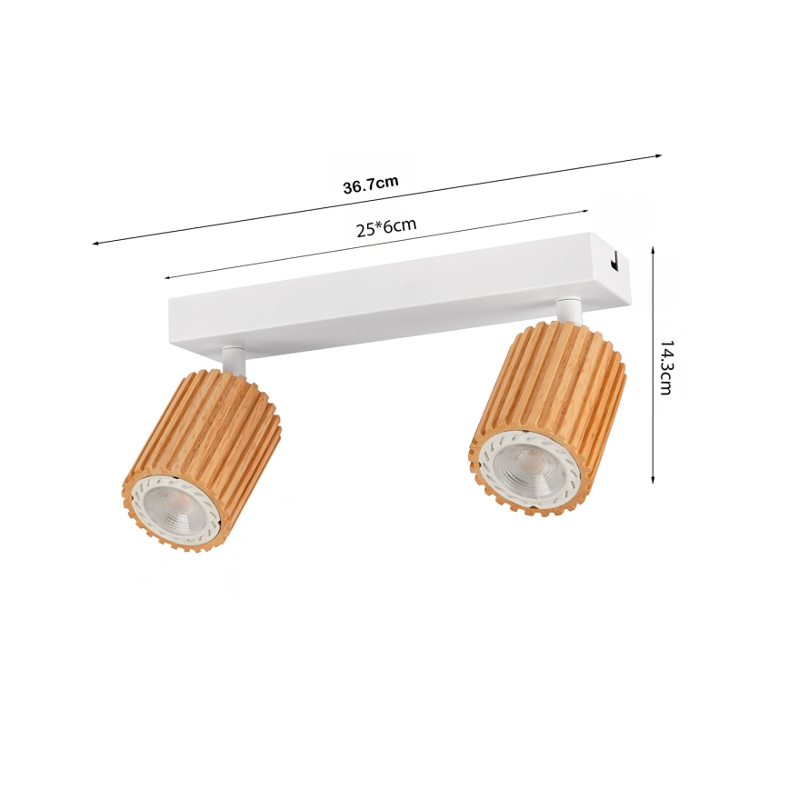 Brilagi - Точковий світильник MODERN WOOD 2xGU10/8W/230V каучукове дерево/білий