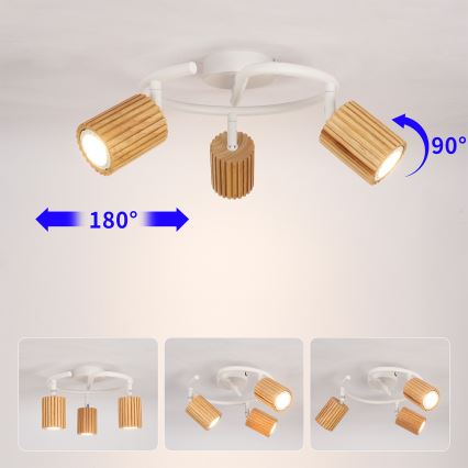 Brilagi - Точковий світильник MODERN WOOD 3xGU10/8W/230V дерев'яний/білий