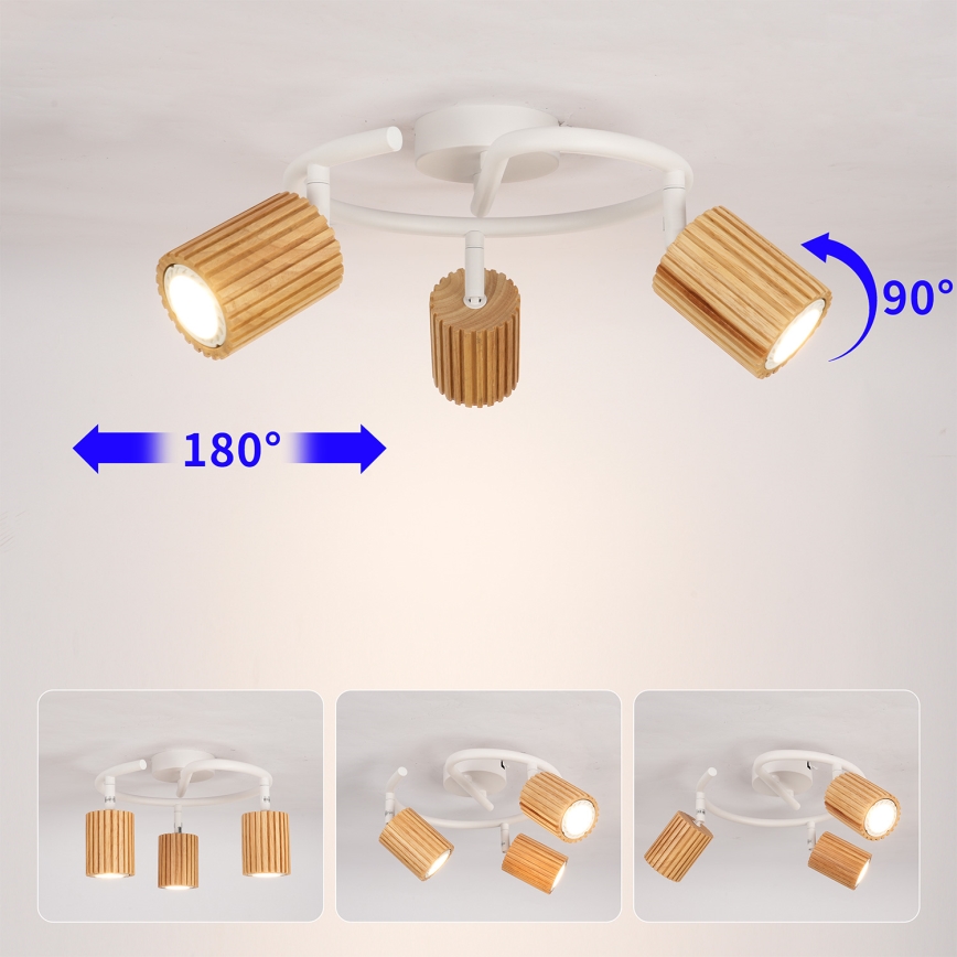 Brilagi - Точковий світильник MODERN WOOD 3xGU10/8W/230V дерев'яний/білий