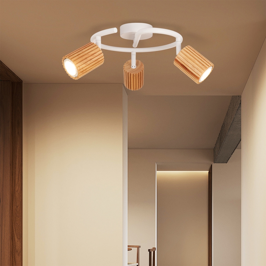 Brilagi - Точковий світильник MODERN WOOD 3xGU10/8W/230V дерев'яний/білий