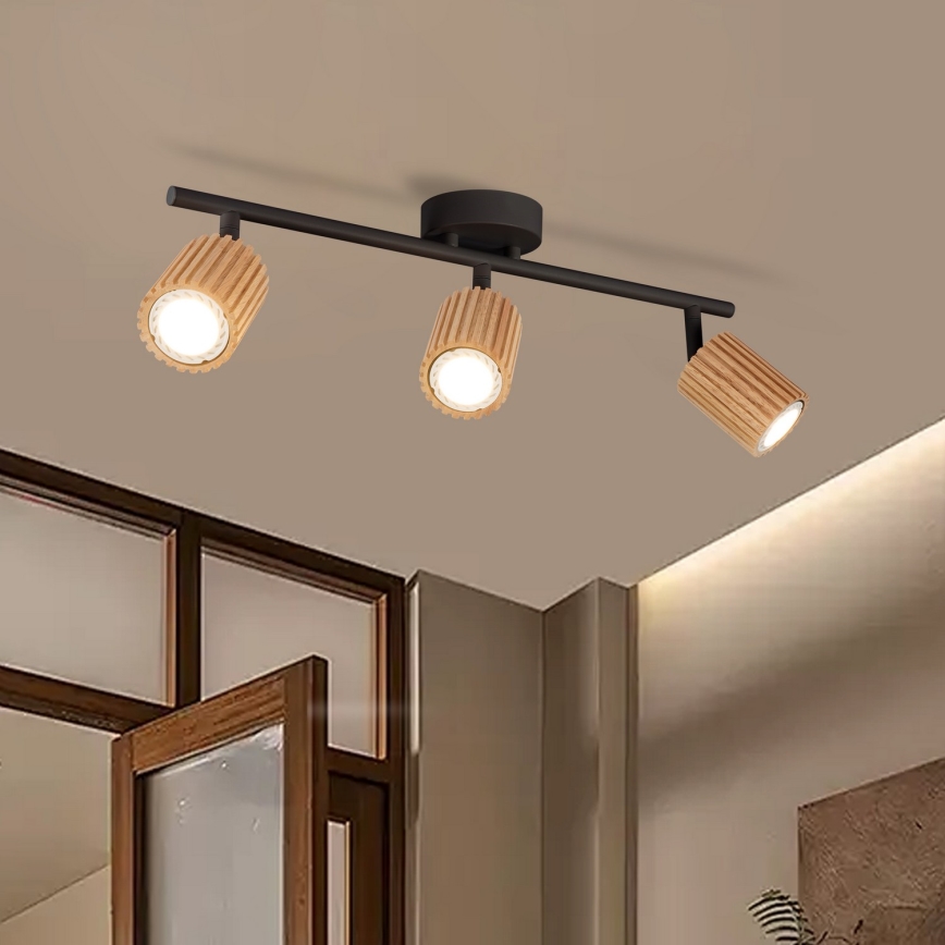 Brilagi - Точковий світильник MODERN WOOD 3xGU10/8W/230V дерев'яний/чорний