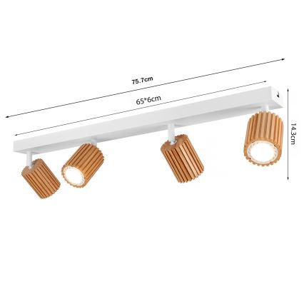 Brilagi - Точковий світильник MODERN WOOD 4xGU10/8W/230V деревина гевеї/білий