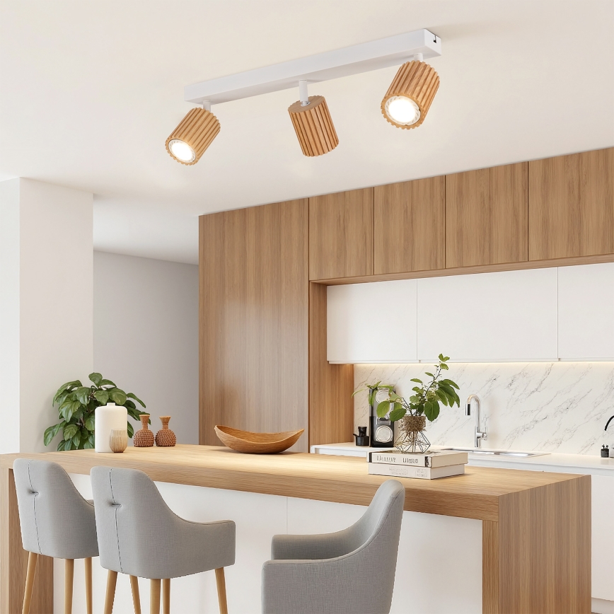 Brilagi - Точковий світильник MODERN WOOD 4xGU10/8W/230V дерев'яний/білий