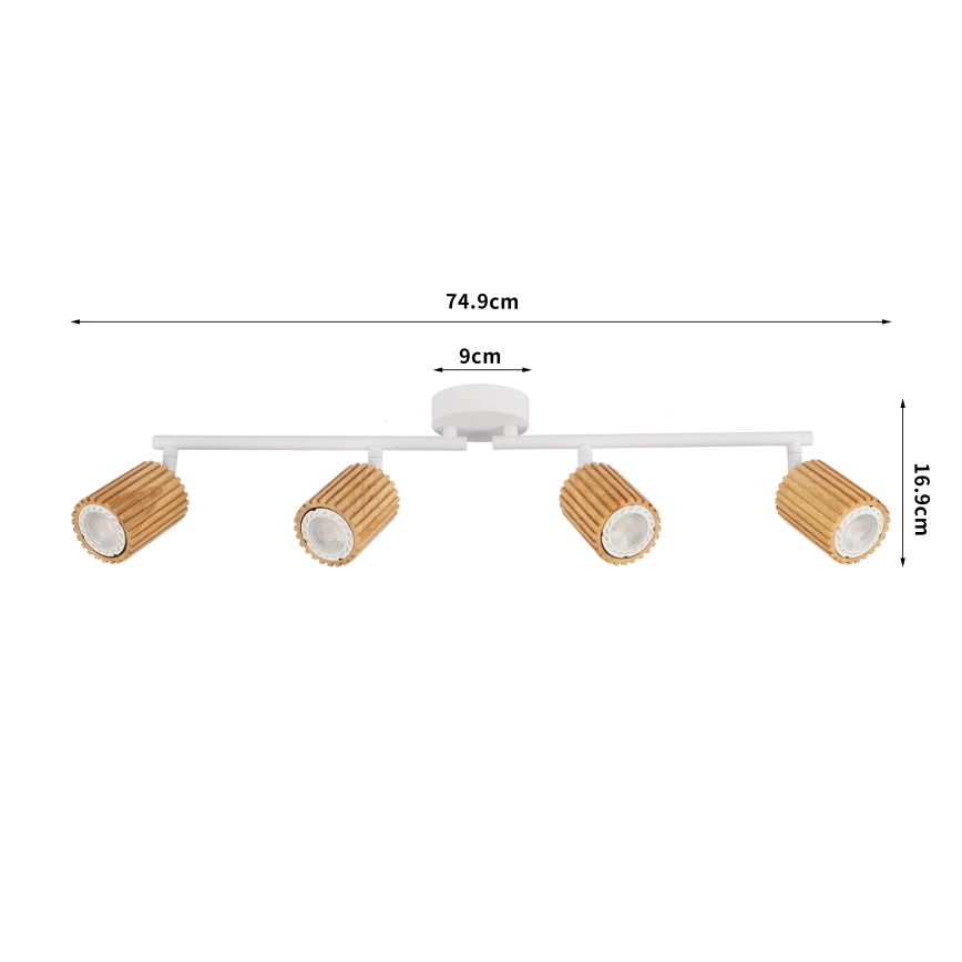Brilagi - Точковий світильник MODERN WOOD 4xGU10/8W/230V дерев'яний/білий