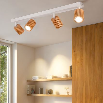 Brilagi - Точковий світильник MODERN WOOD 4xGU10/8W/230V дерев'яний/білий