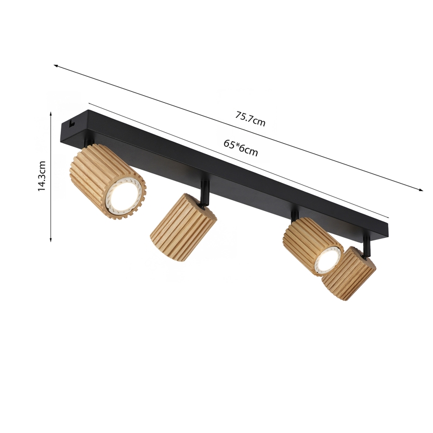 Brilagi - Точковий світильник MODERN WOOD 4xGU10/8W/230V дерево/чорний