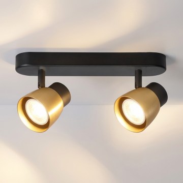 Brilagi - Точковий світильник NUGGET 2xGU10/30W/230V чорний/золотий