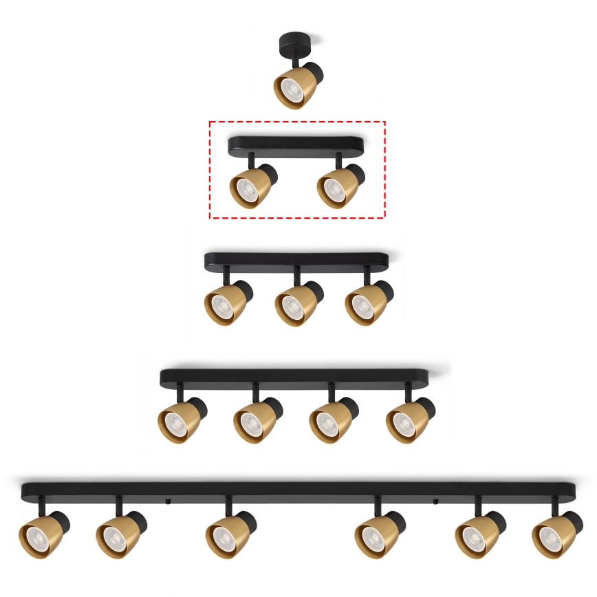 Brilagi - Точковий світильник NUGGET 2xGU10/30W/230V чорний/золотий