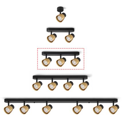 Brilagi - Точковий світильник NUGGET 3xGU10/30W/230V чорний/золотий