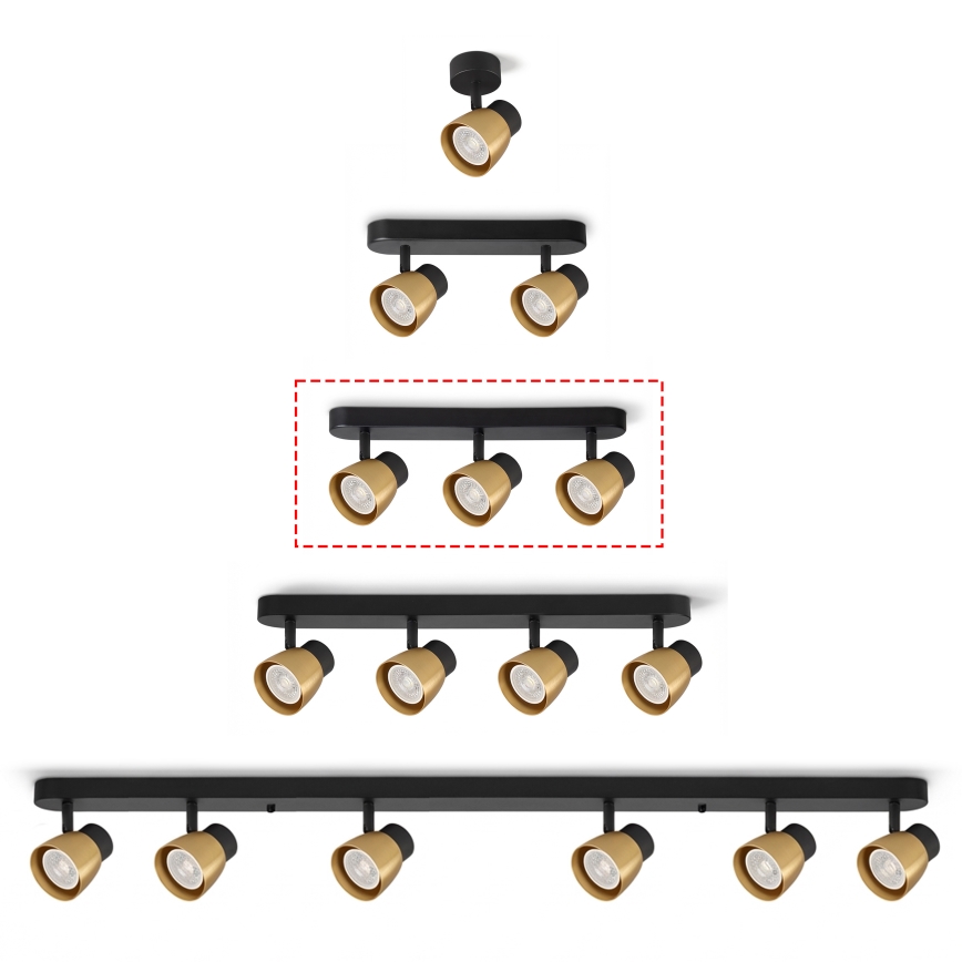 Brilagi - Точковий світильник NUGGET 3xGU10/30W/230V чорний/золотий