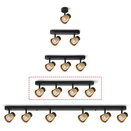 Brilagi - Точковий світильник NUGGET 4xGU10/30W/230V чорний/золотий