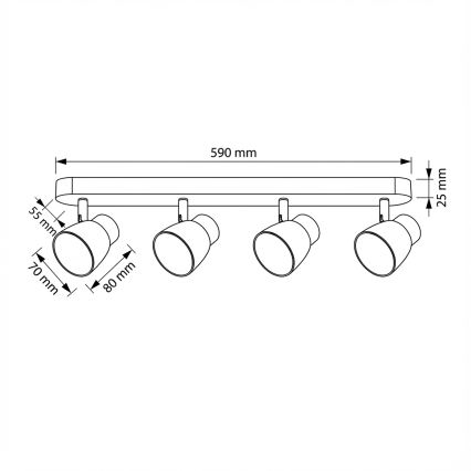 Brilagi - Точковий світильник NUGGET 4xGU10/30W/230V чорний/золотий