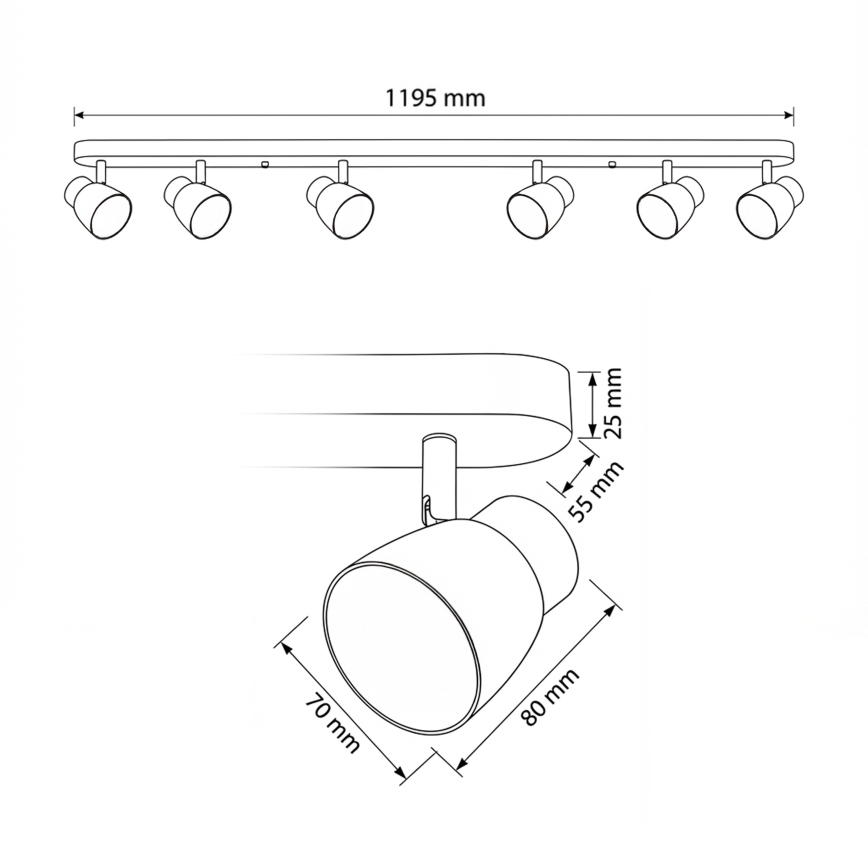 Brilagi - Точковий світильник NUGGET 6xGU10/30 Вт/230 В чорний/золотий