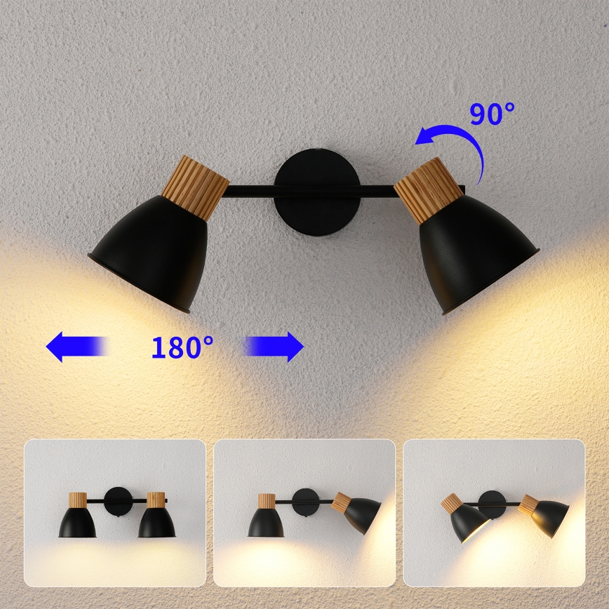 Brilagi - Точковий світильник ODENSE 2xE14/10W/230V дерев'яний/чорний