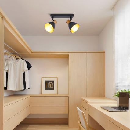 Brilagi - Точковий світильник ODENSE 2xE14/10W/230V каучукове дерево/чорний