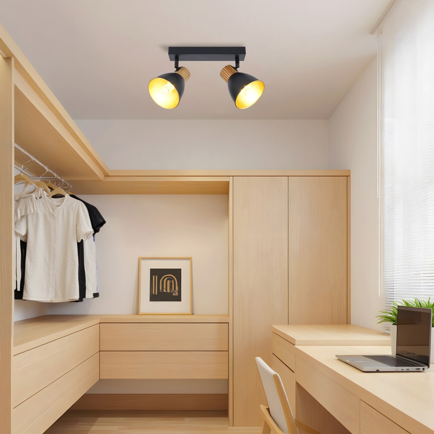 Brilagi - Точковий світильник ODENSE 2xE14/10W/230V каучукове дерево/чорний