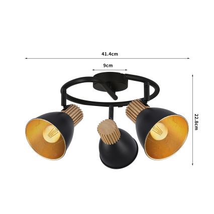 Брілагі - Точковий світильник ОДЕНСЕ 3хЕ14/10Вт/230В дерево/чорний