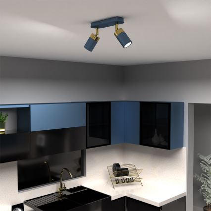 Brilagi - Точковий світильник POKER 2xGU10/25W/230V синій/золотий