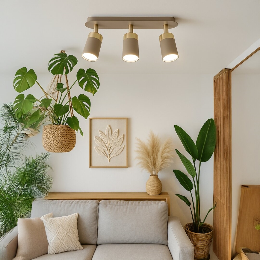 Brilagi - Точковий світильник POKER 3xGU10/25W/230V бежевий/золотий