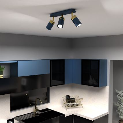 Brilagi - Точковий світильник POKER 3xGU10/25W/230V синій/золотий