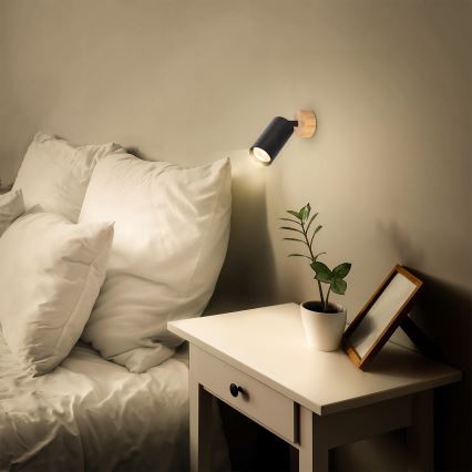 Brilagi - точковий світильник SELE 1xGU10/30W/230V чорний/дубовий декор