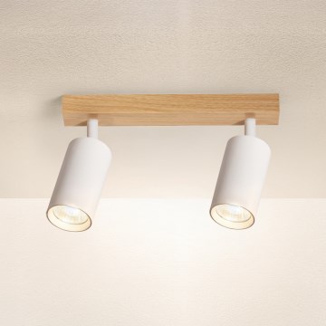 Brilagi - Точковий світильник SELE 2xGU10/30W/230V білий/декор дуба