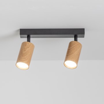 Brilagi - Точковий світильник SELE 2xGU10/30W/230V чорний/дубовий декор