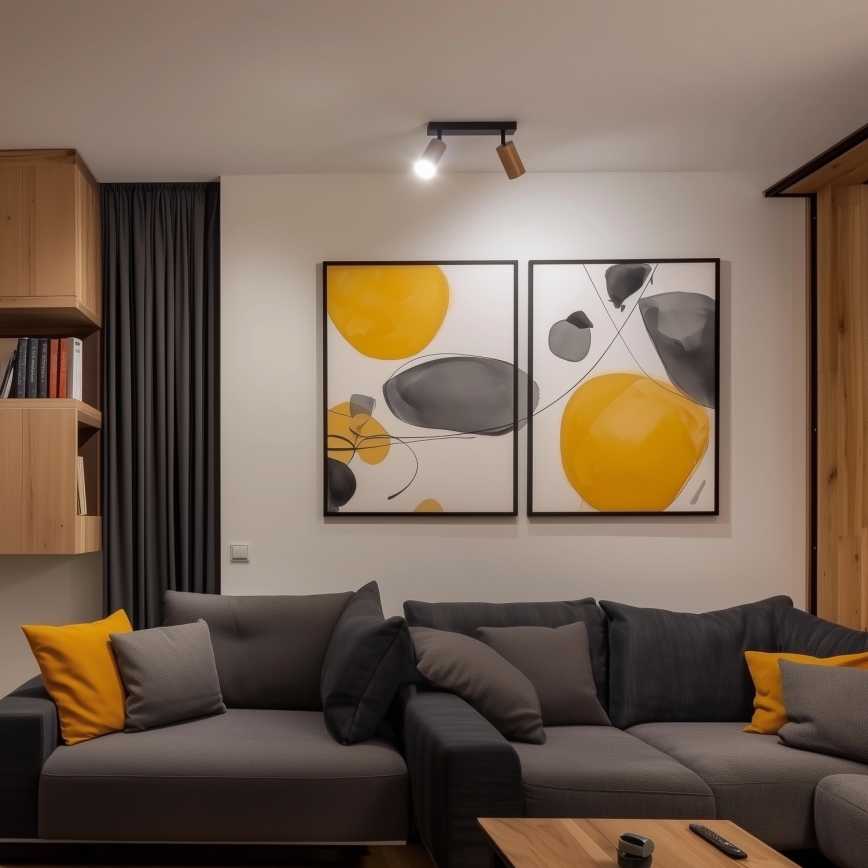 Brilagi - Точковий світильник SELE 2xGU10/30W/230V чорний/дубовий декор