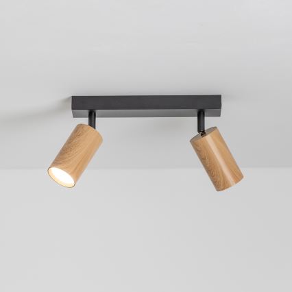 Brilagi - Точковий світильник SELE 2xGU10/30W/230V чорний/дубовий декор